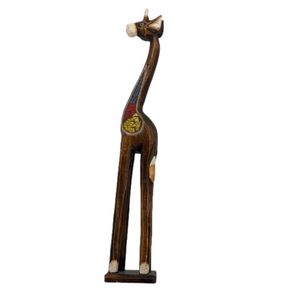 Hand Carved and Painted Wooden Giraffe 24” Tall